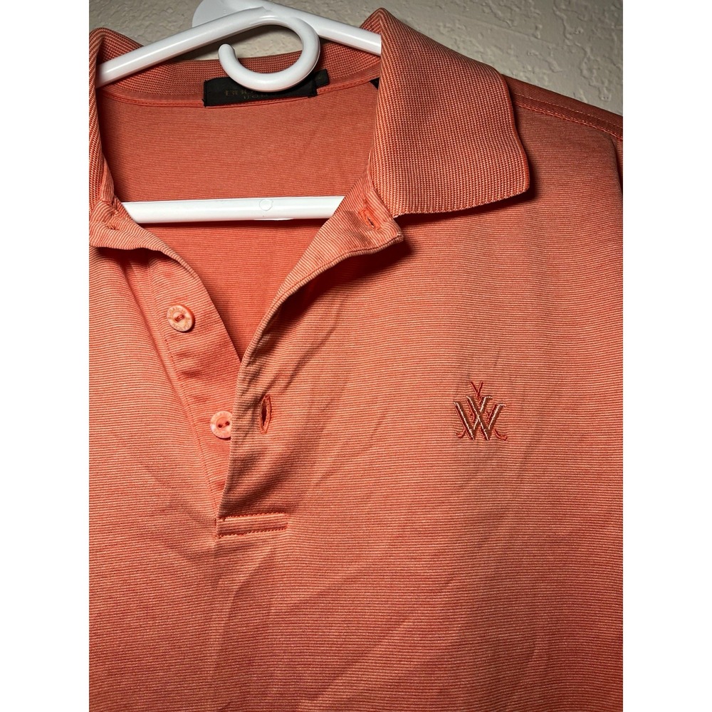BUGATCHI Uomo Men's Orange Solid Short Sleeve Polo Shirt Logo 3-Button Size M